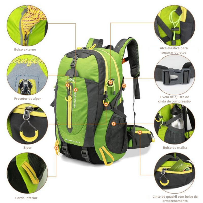 Mochila de Viagem e de Esportes ao Ar Livre 40L à Prova D'água