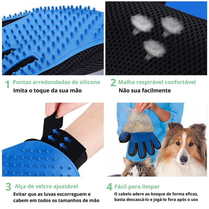 Luva de Silicone Removedora de Pelos para Pets - PetCare®️