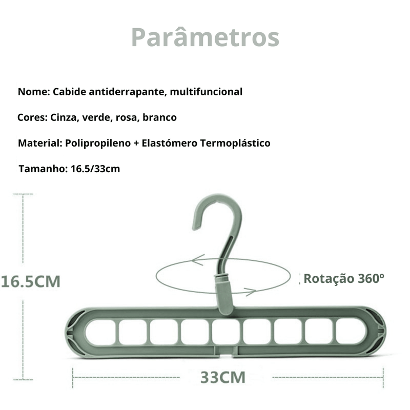 Cabide Mágico Multifuncional Organizador de Roupas - 9 em 1 - Lojas Morangoni