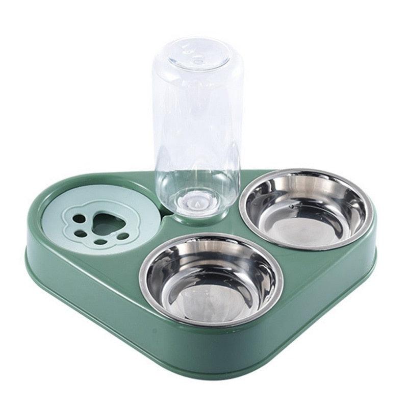 Comedouro 3 em 1 Automático Com Água para Cães e Gatos em Aço Inoxidável - Lojas Morangoni