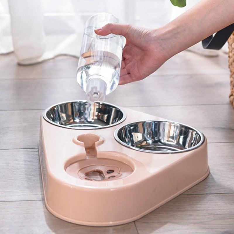 Comedouro 3 em 1 Automático Com Água para Cães e Gatos em Aço Inoxidável - Lojas Morangoni