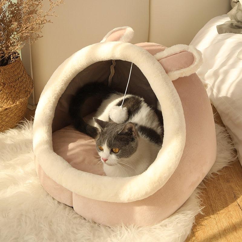 Caminha de Gato Aconchegante Toca Iglu Confortável e Macia - Com Brinquedo - Lojas Morangoni