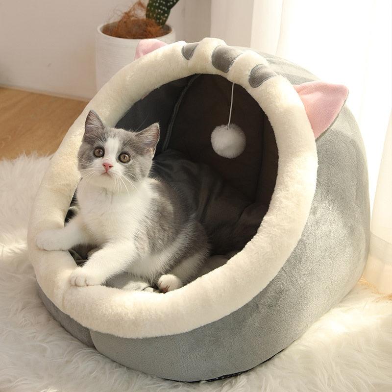 Caminha de Gato Aconchegante Toca Iglu Confortável e Macia - Com Brinquedo - Lojas Morangoni