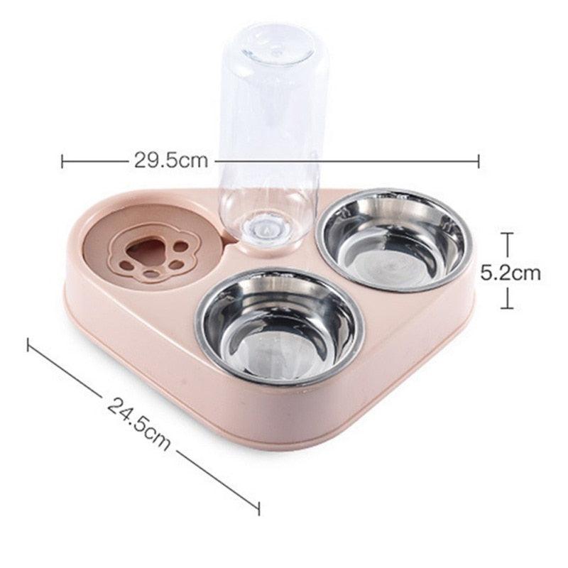 Comedouro 3 em 1 Automático Com Água para Cães e Gatos em Aço Inoxidável - Lojas Morangoni