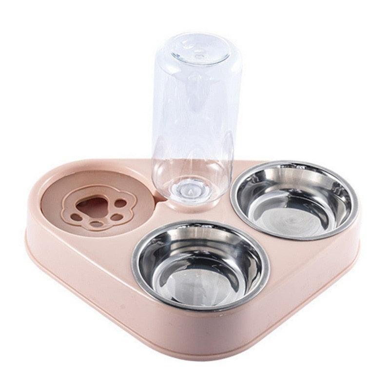 Comedouro 3 em 1 Automático Com Água para Cães e Gatos em Aço Inoxidável - Lojas Morangoni