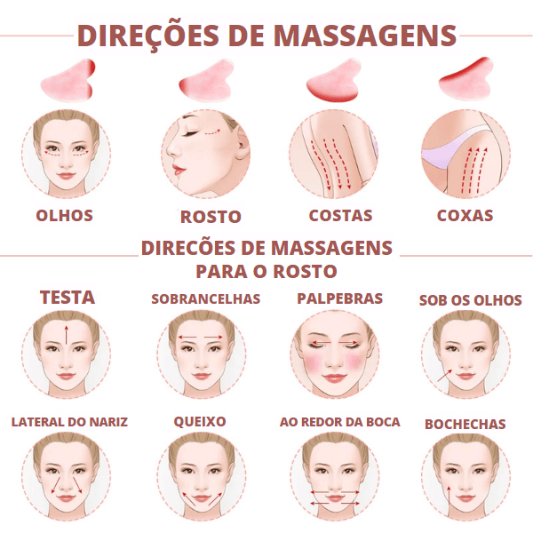 Conjunto Jade Facial Massageador Quartzo Kit Completo 6 Peças Lifting - Lojas Morangoni